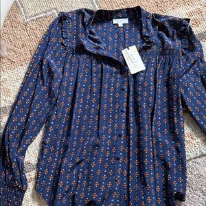 Elegant Navy Floral Women's Blouse